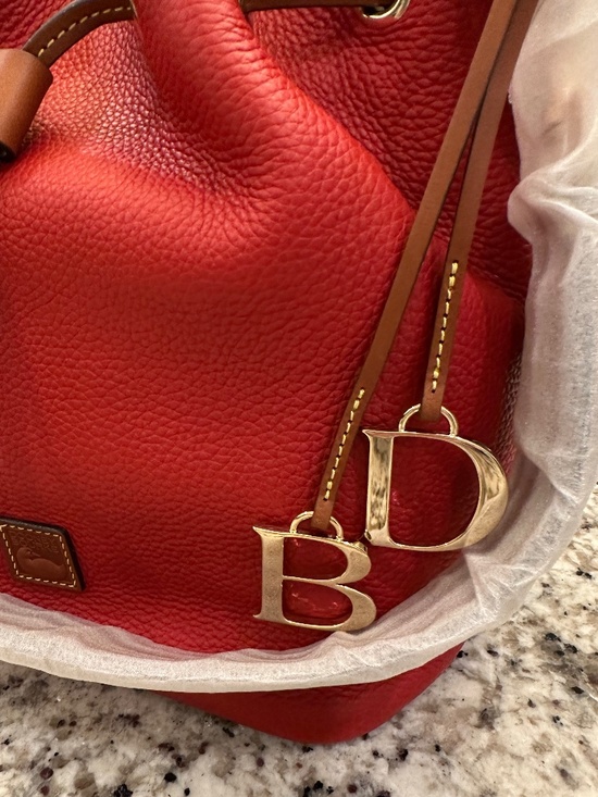 Dooney & Bourke Red Pebble Grain Drawstring Bag NEW - Picture 2 of 8